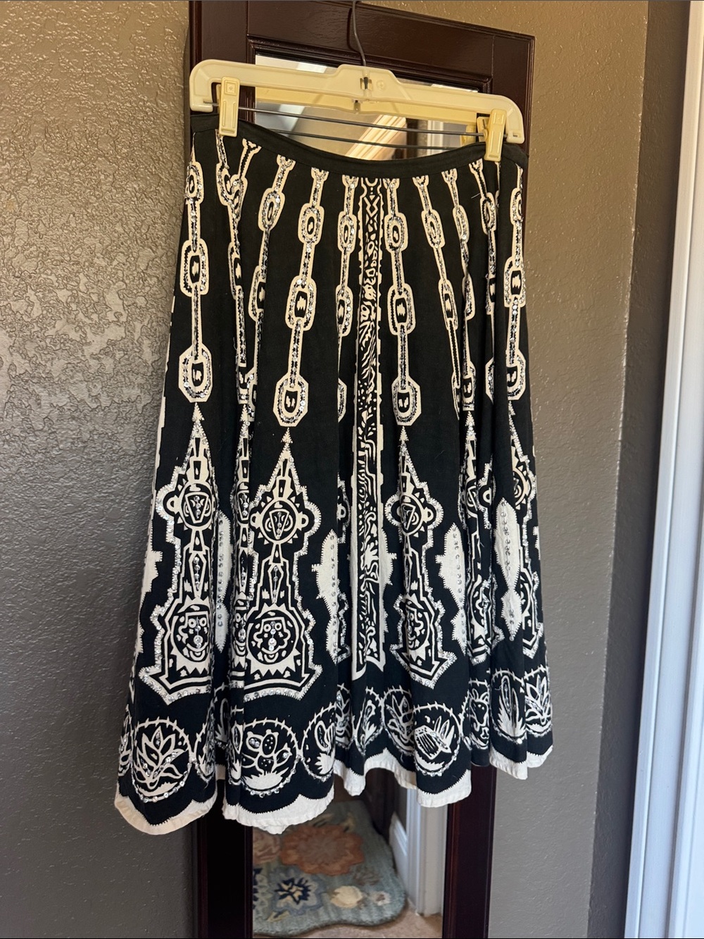 Black & White Patterned A-Line Skirt